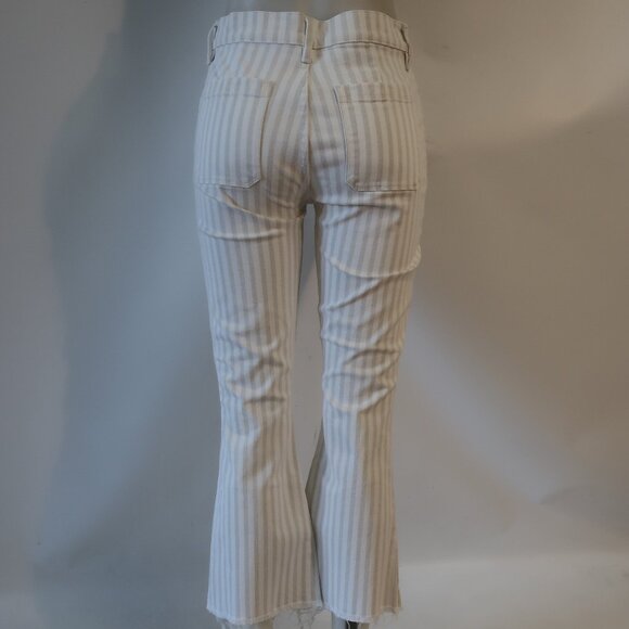 Womens Frame Courtyard LBCFRA009S Beige White Bardot Kick Flare Denim Jean 28 - Picture 9 of 11